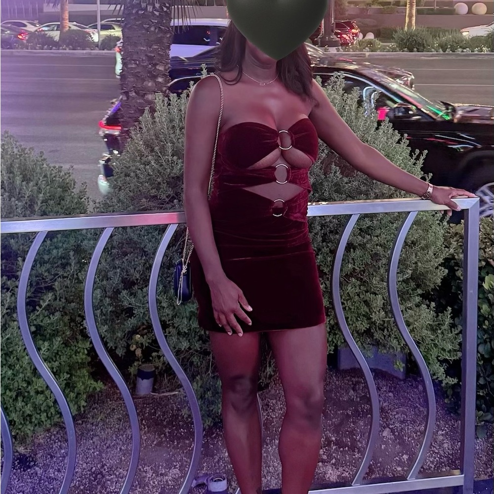 Superdown Strapless Wine Velvet Dress *ALTERED**